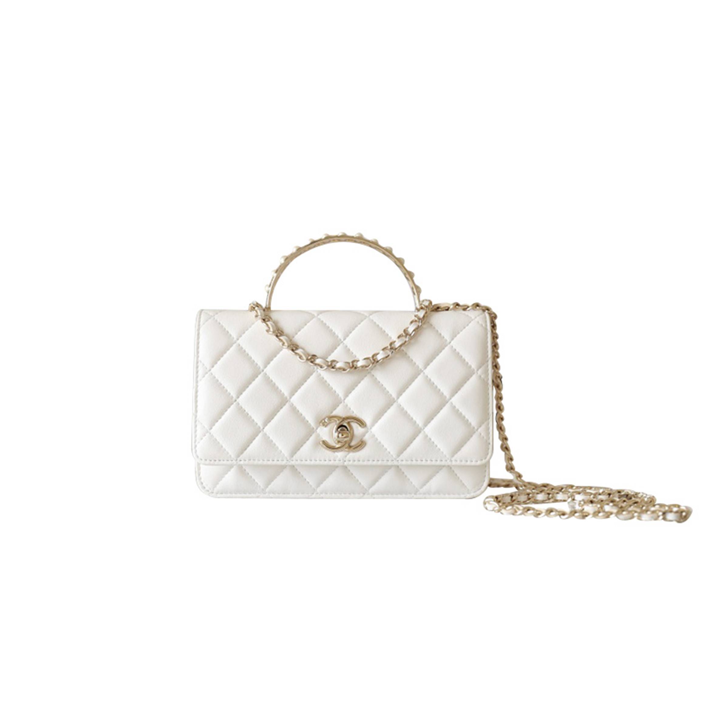 CHANEL MASTER 24S WHITE PEARL PORTABLE ACCORDION BAG AP3954 (19.3*12*3.5cm)